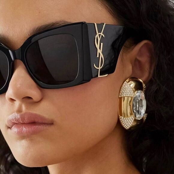 NEW Saint Laurent SLM119 BLAZE 001 Black Grey Oversized Cat Eye Women Sunglasses main image 7
